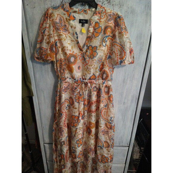 Msk Maxi Puff Sleeve Dress Medium Boho Cottagecore Feminine - Picture 1 of 8